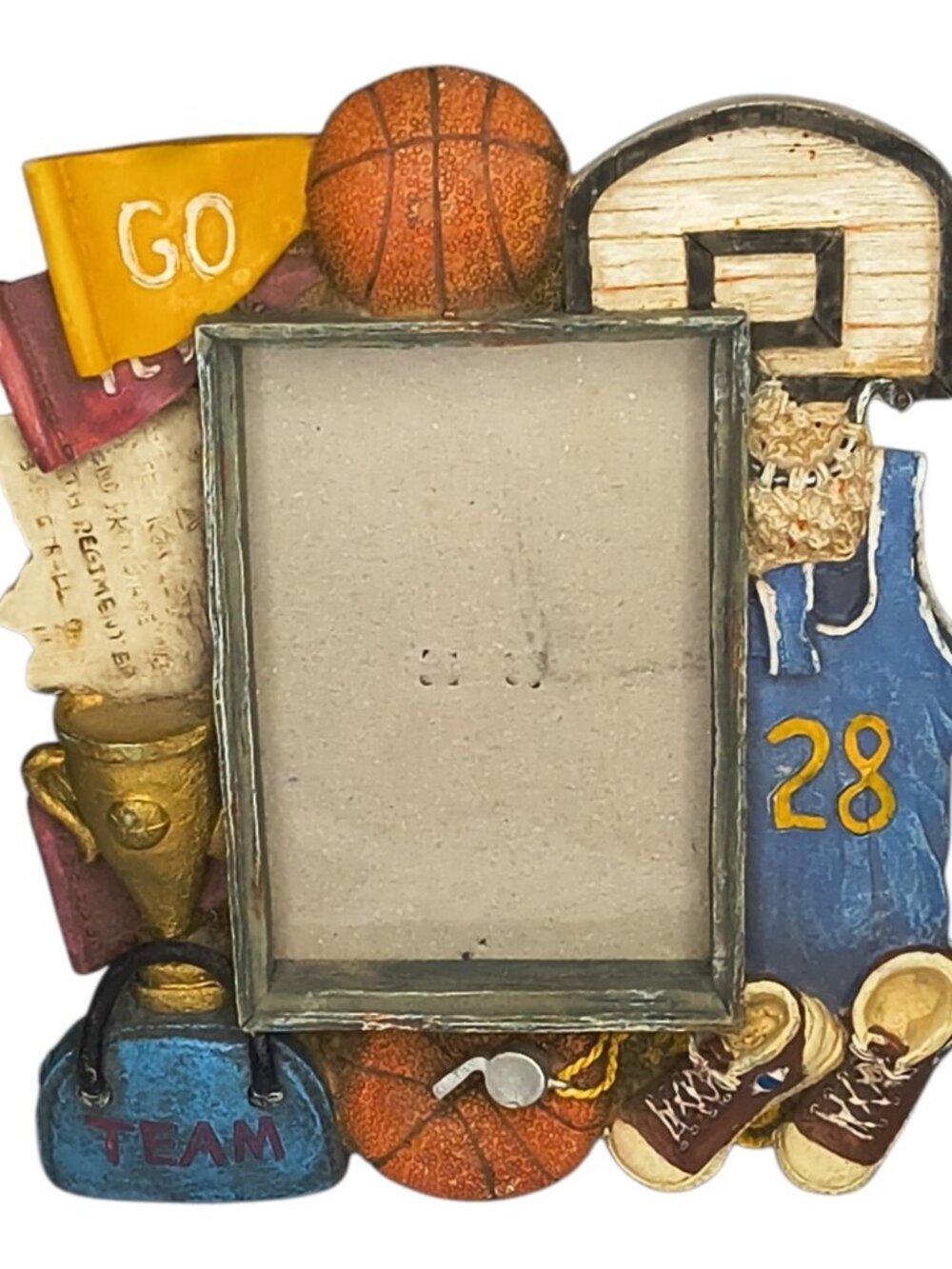 Basketball Themed 3D Relief Photo Frame Unbranded. Jersey, Trophy, Whistle, Shoe